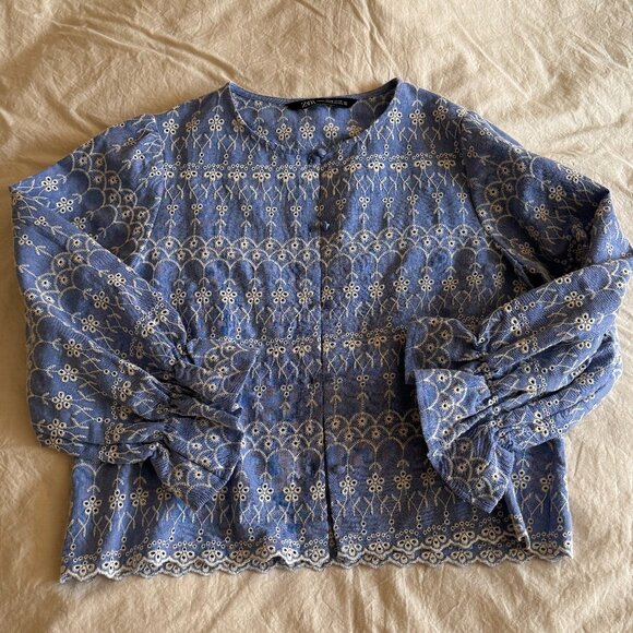 ZARA Eyelet Lace Blouse - Picture 1 of 9